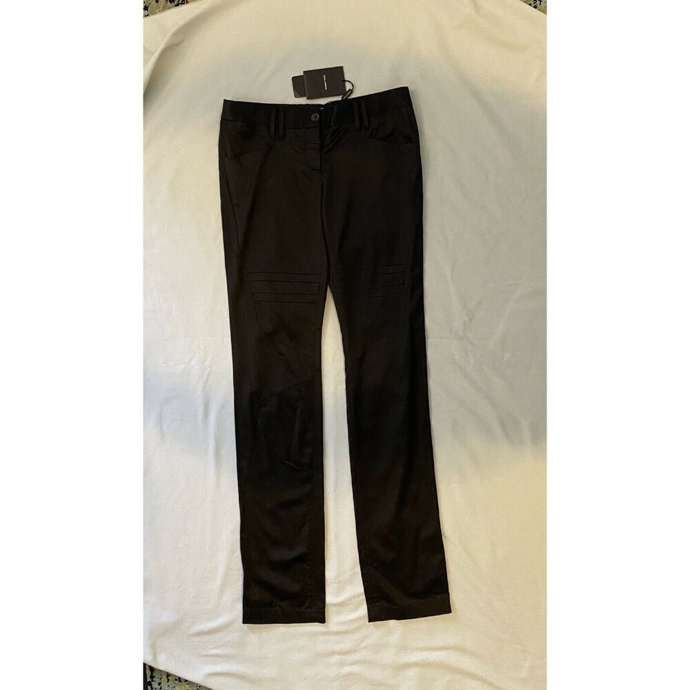 NWT $1228 Dolce & Gabbana 40 6 Pants Trousers Tuxedo Black Techno Satin Low Rise